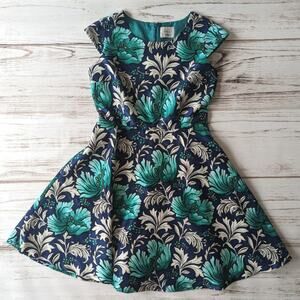 Dressed up by Gymboree Blue and Green Floral Party Dress sz 8